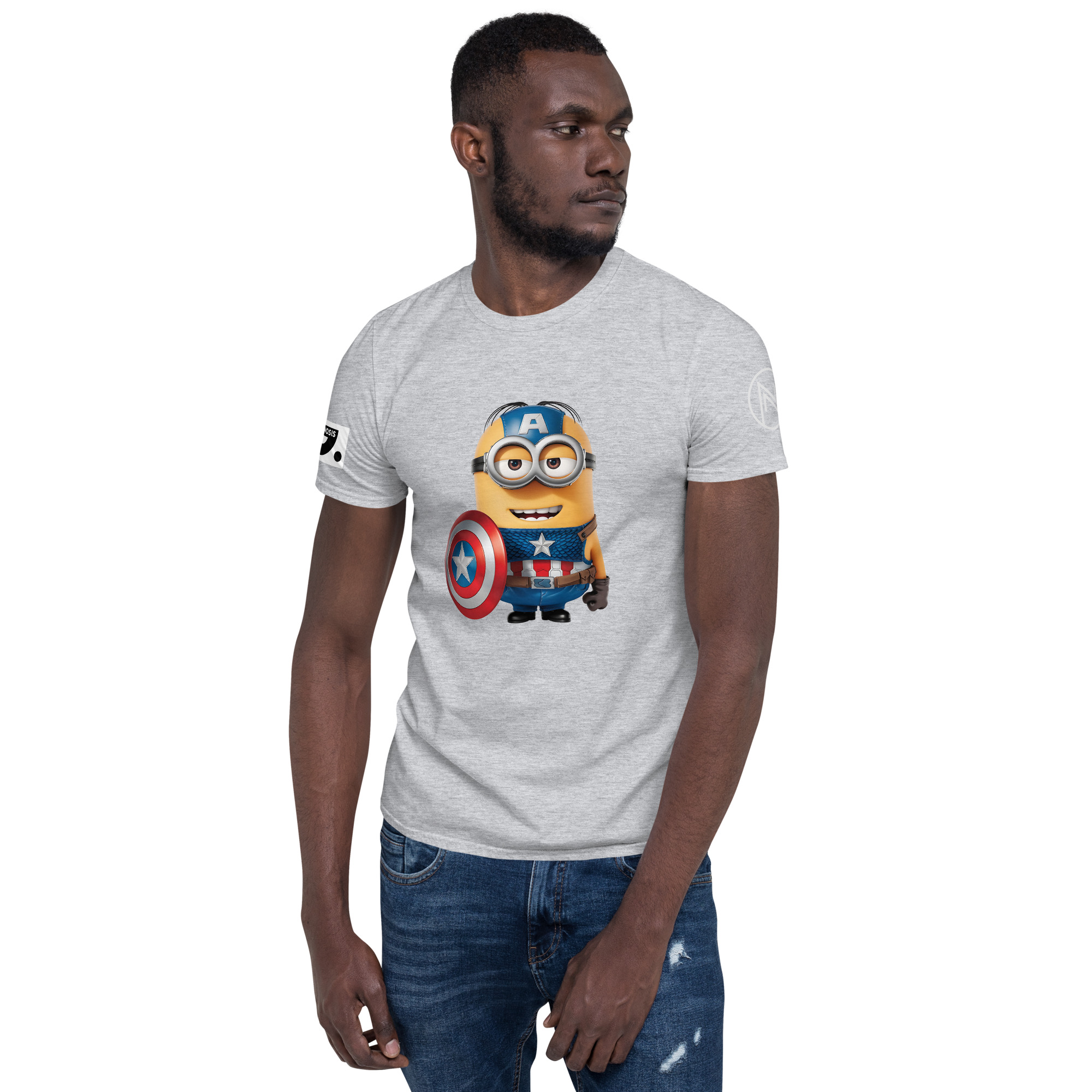 Halloween "Captain America Minion" A01: Short-Sleeve Unisex T-Shirt - Image 7