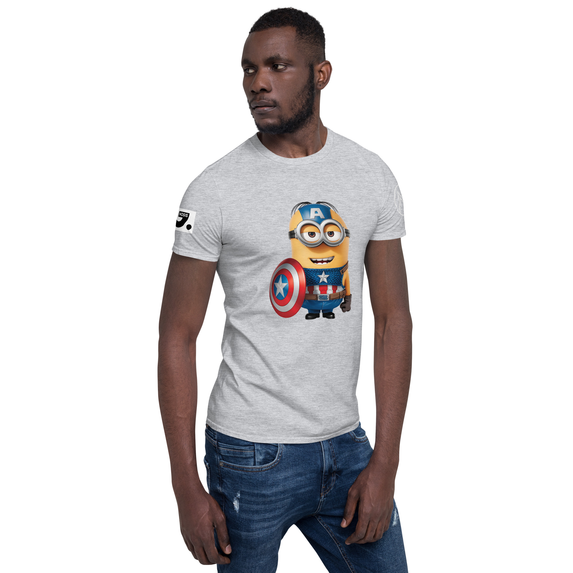 Halloween "Captain America Minion" A01: Short-Sleeve Unisex T-Shirt - Image 8