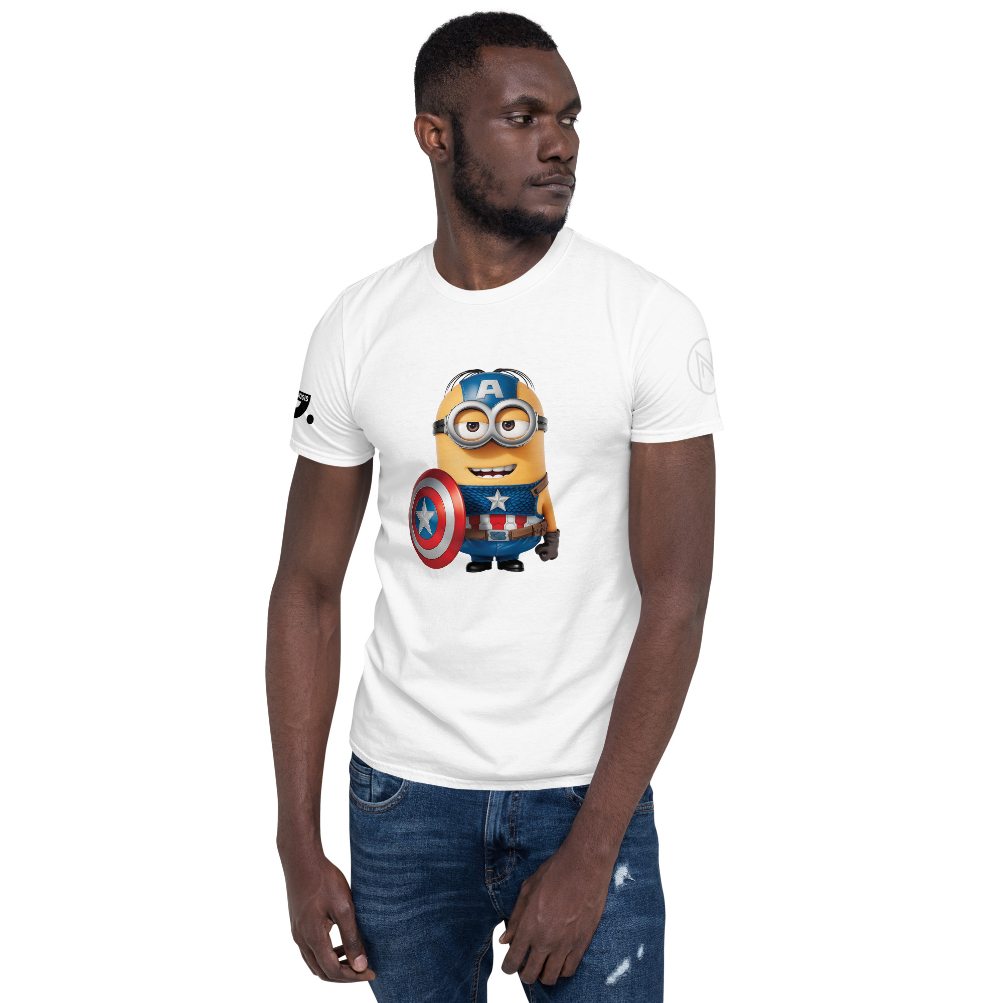 Halloween "Captain America Minion" A01: Short-Sleeve Unisex T-Shirt - Image 13