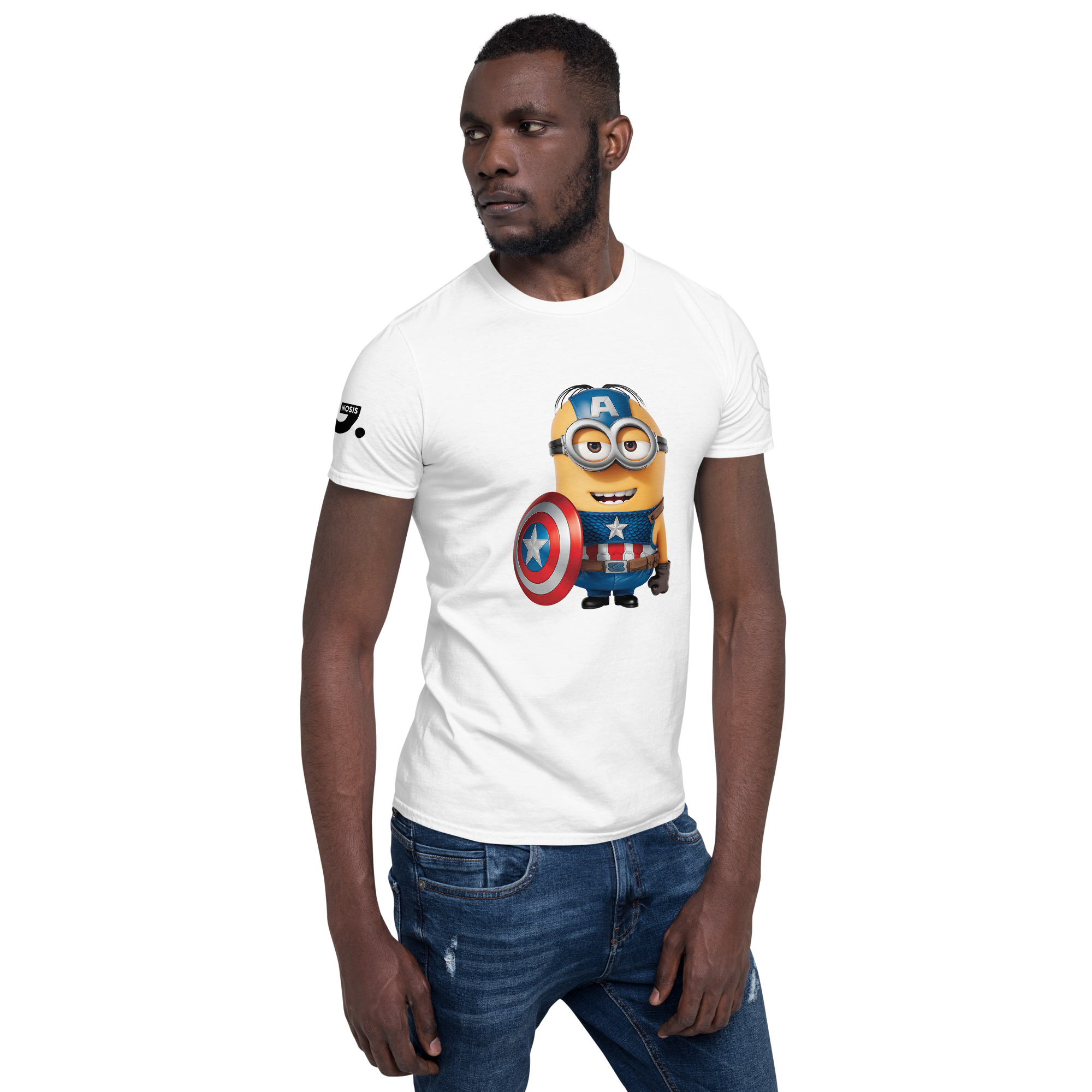 Halloween "Captain America Minion" A01: Short-Sleeve Unisex T-Shirt - Image 14