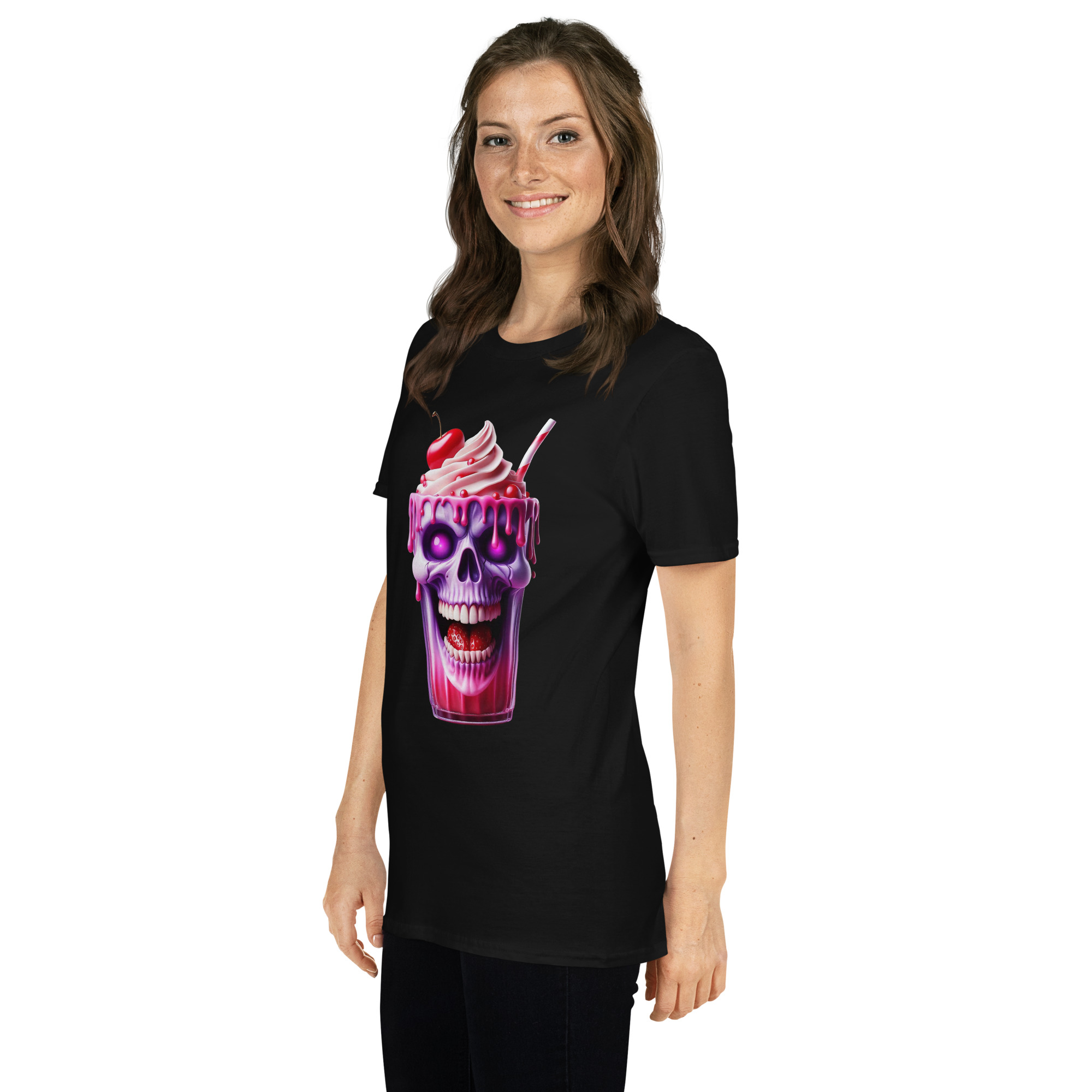 Halloween Ice Cream Skull A01: Short-Sleeve Unisex T-Shirt - Image 4