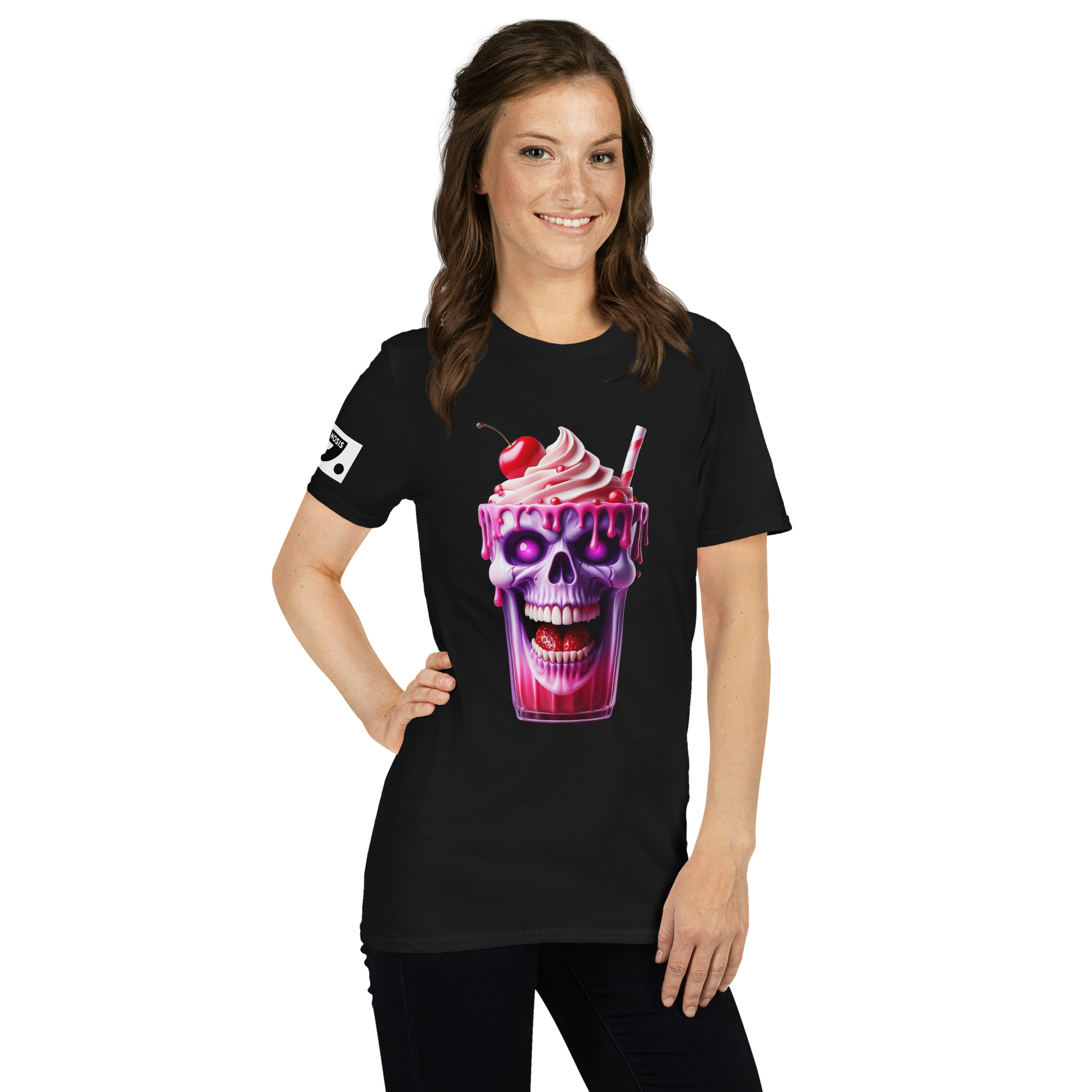 Halloween Ice Cream Skull A01: Short-Sleeve Unisex T-Shirt - Image 6