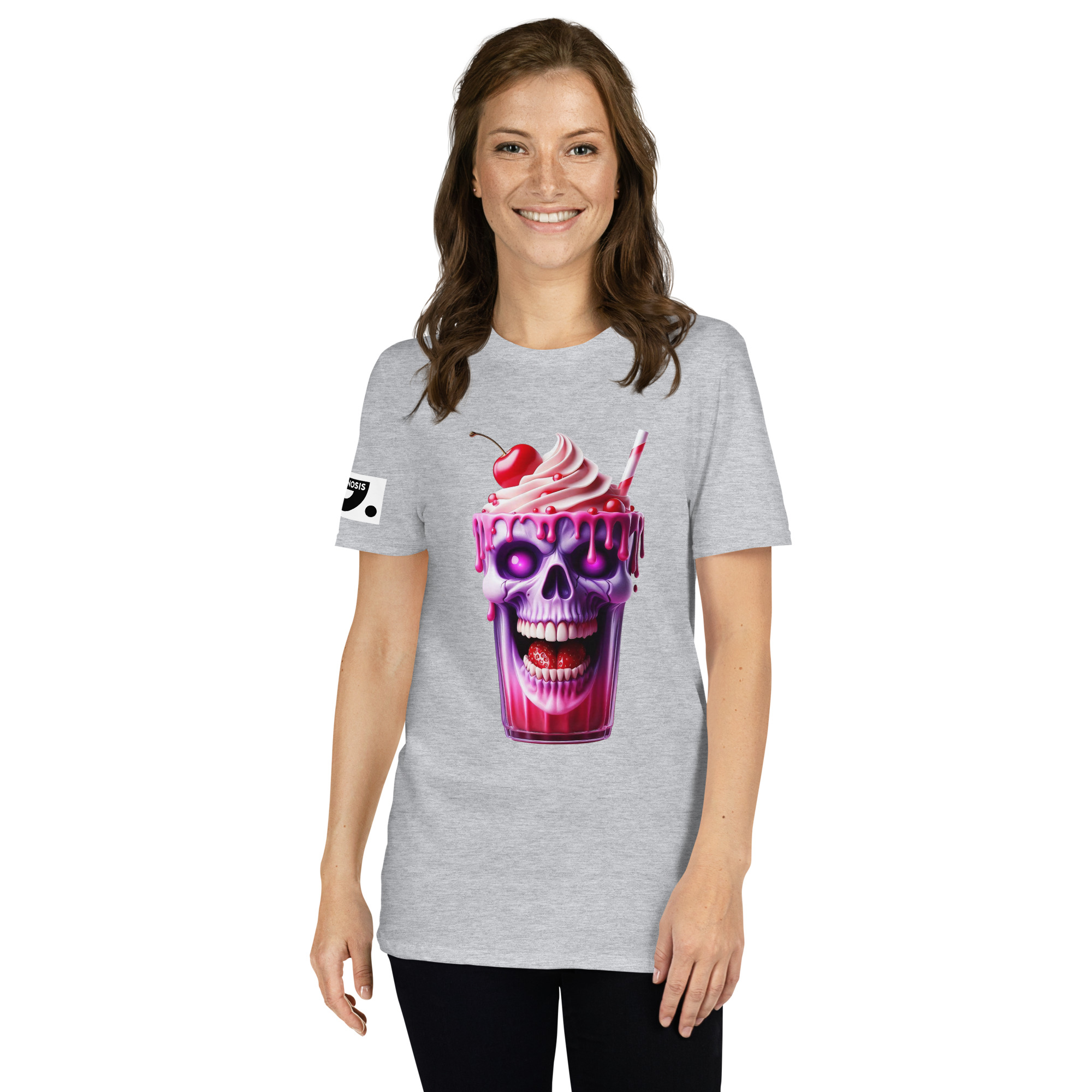 Halloween Ice Cream Skull A01: Short-Sleeve Unisex T-Shirt - Image 7
