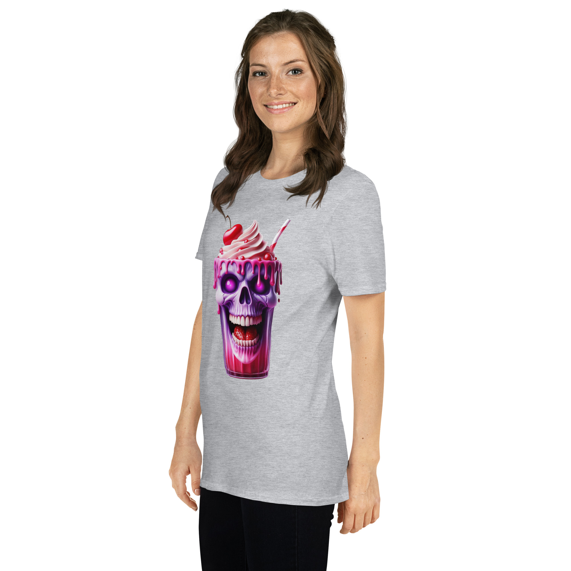 Halloween Ice Cream Skull A01: Short-Sleeve Unisex T-Shirt - Image 10