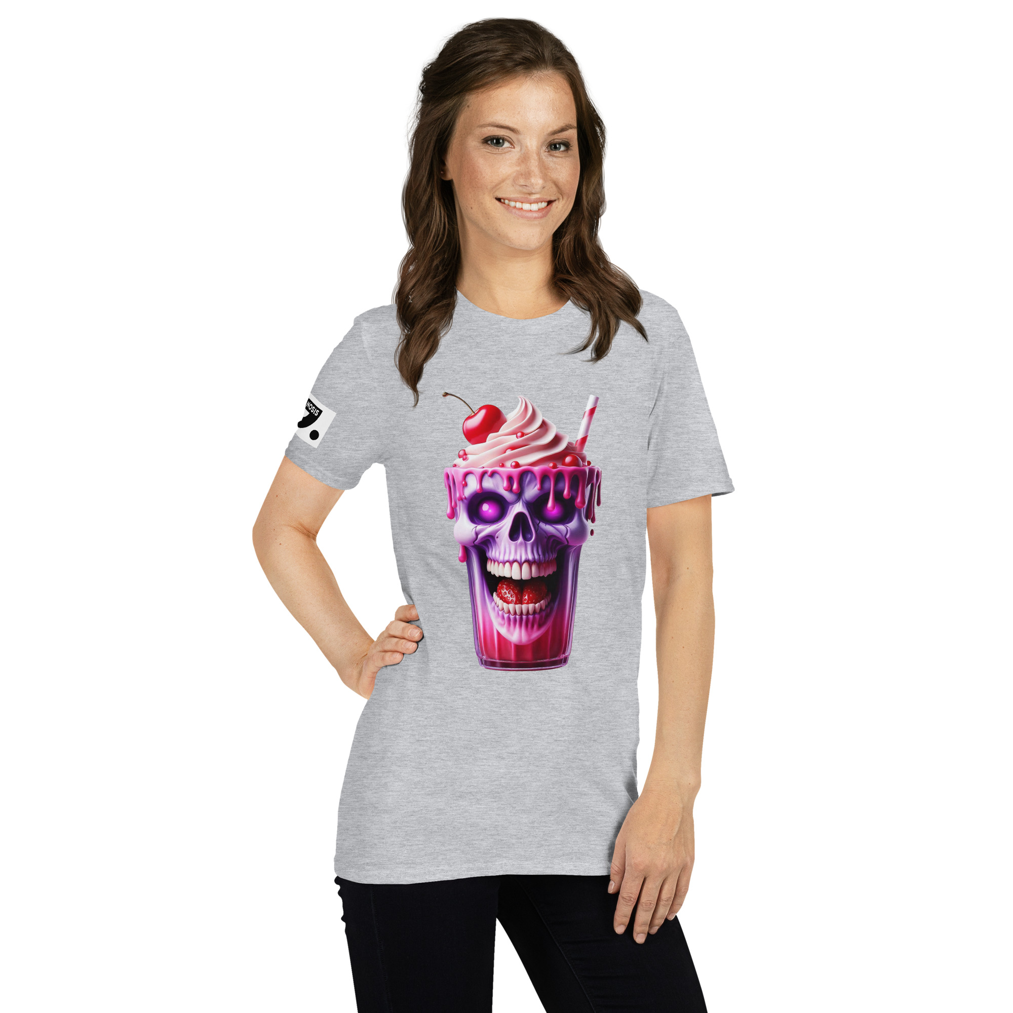 Halloween Ice Cream Skull A01: Short-Sleeve Unisex T-Shirt - Image 12