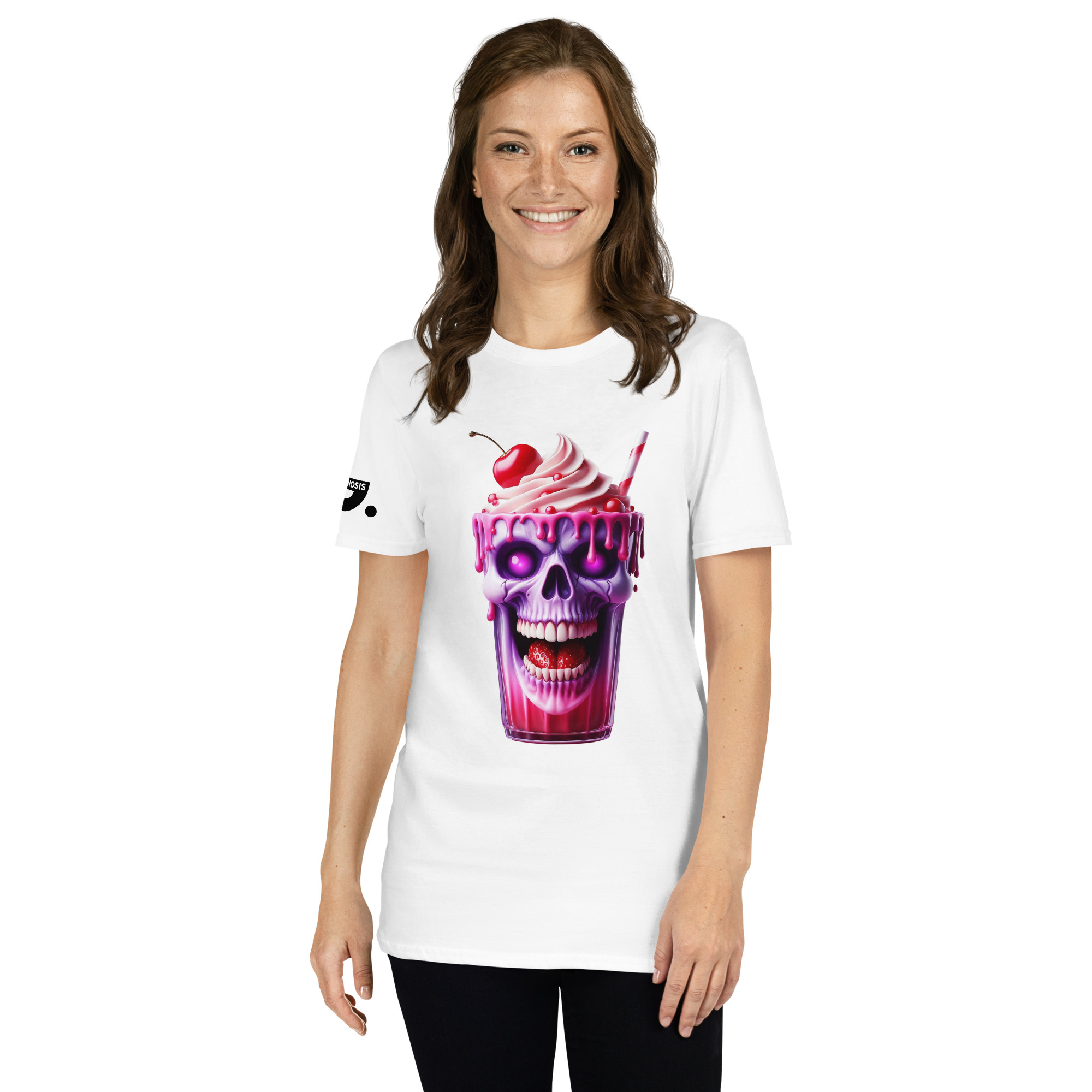 Halloween Ice Cream Skull A01: Short-Sleeve Unisex T-Shirt - Image 13