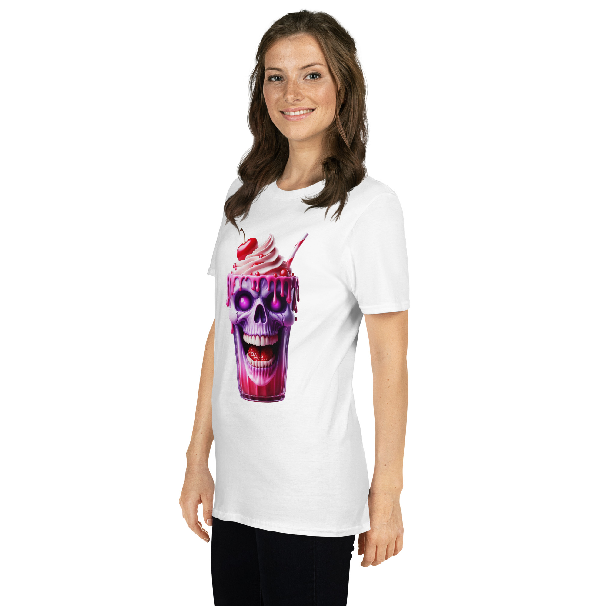 Halloween Ice Cream Skull A01: Short-Sleeve Unisex T-Shirt - Image 16