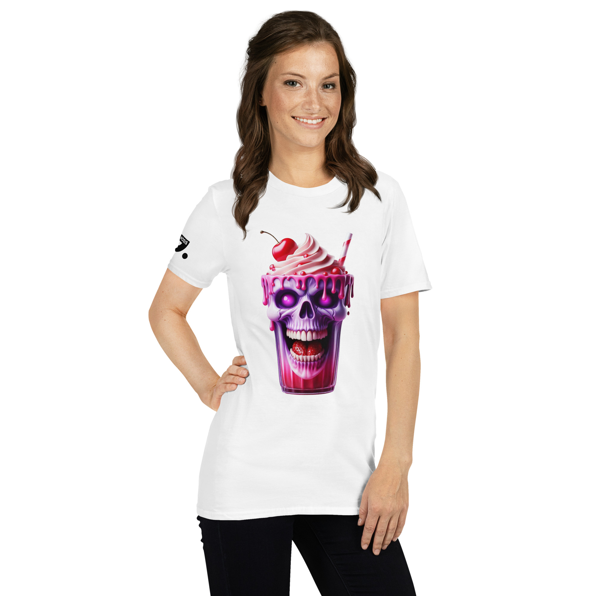 Halloween Ice Cream Skull A01: Short-Sleeve Unisex T-Shirt - Image 18