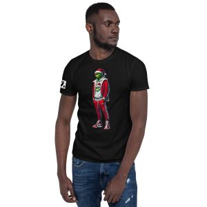 Grinch in Red Jogging Suit "Swoosh" 61 A01: Short-Sleeve Unisex T-Shirt