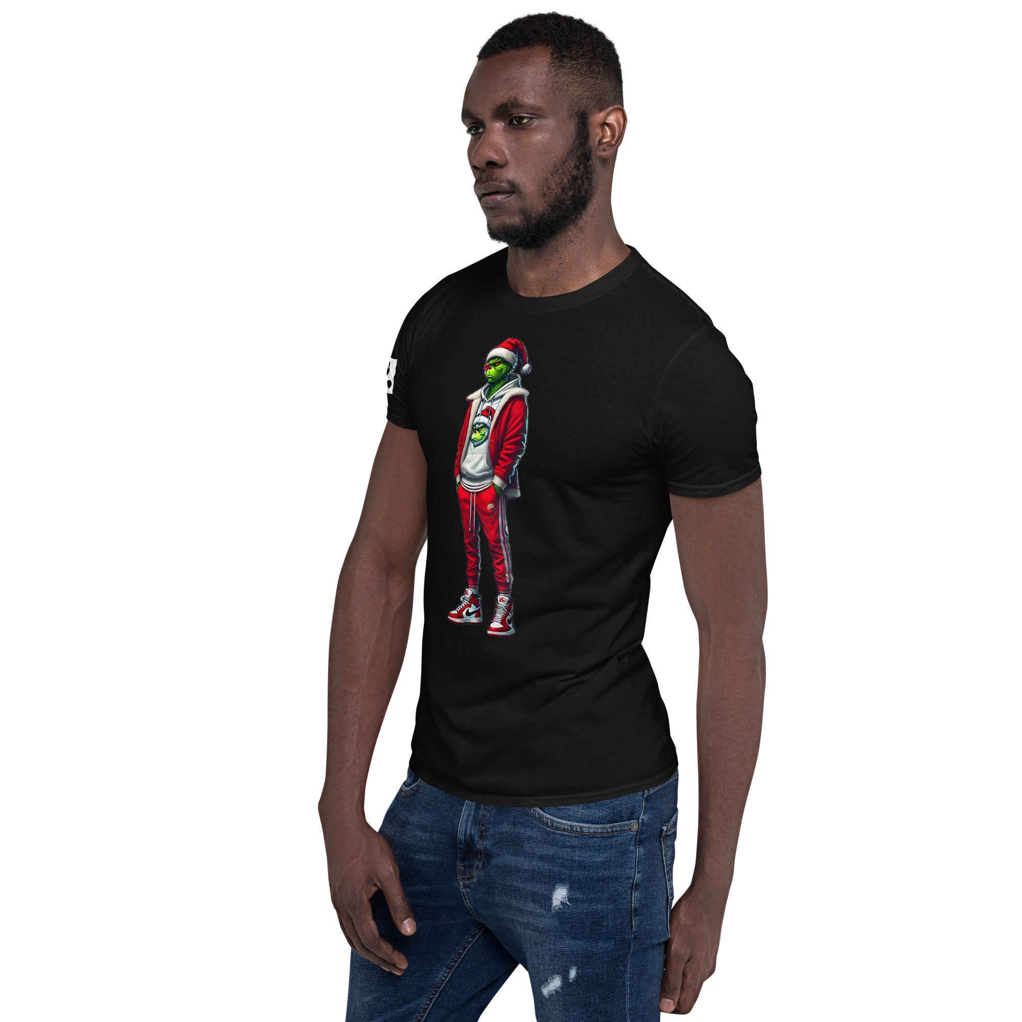 Grinch in Red Jogging Suit "Swoosh" 61 A01: Short-Sleeve Unisex T-Shirt - Image 3