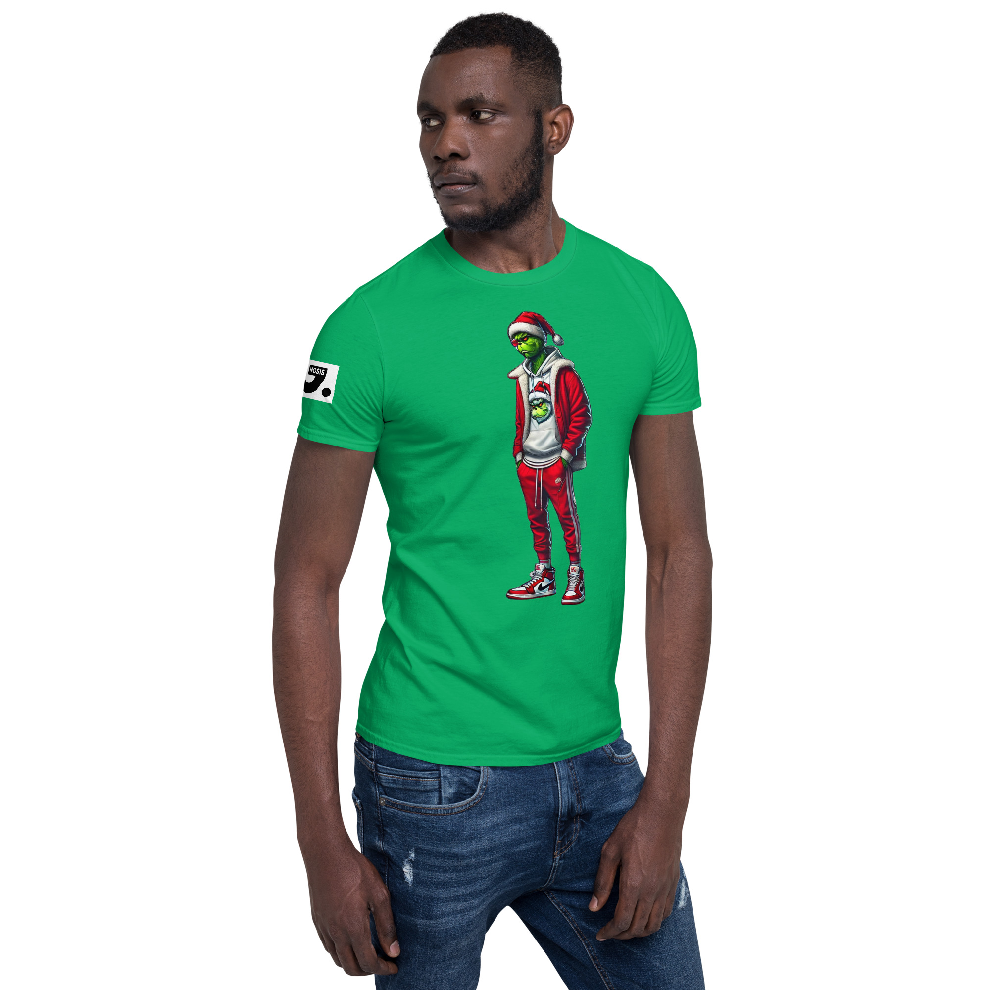 Grinch in Red Jogging Suit "Swoosh" 61 A01: Short-Sleeve Unisex T-Shirt - Image 14