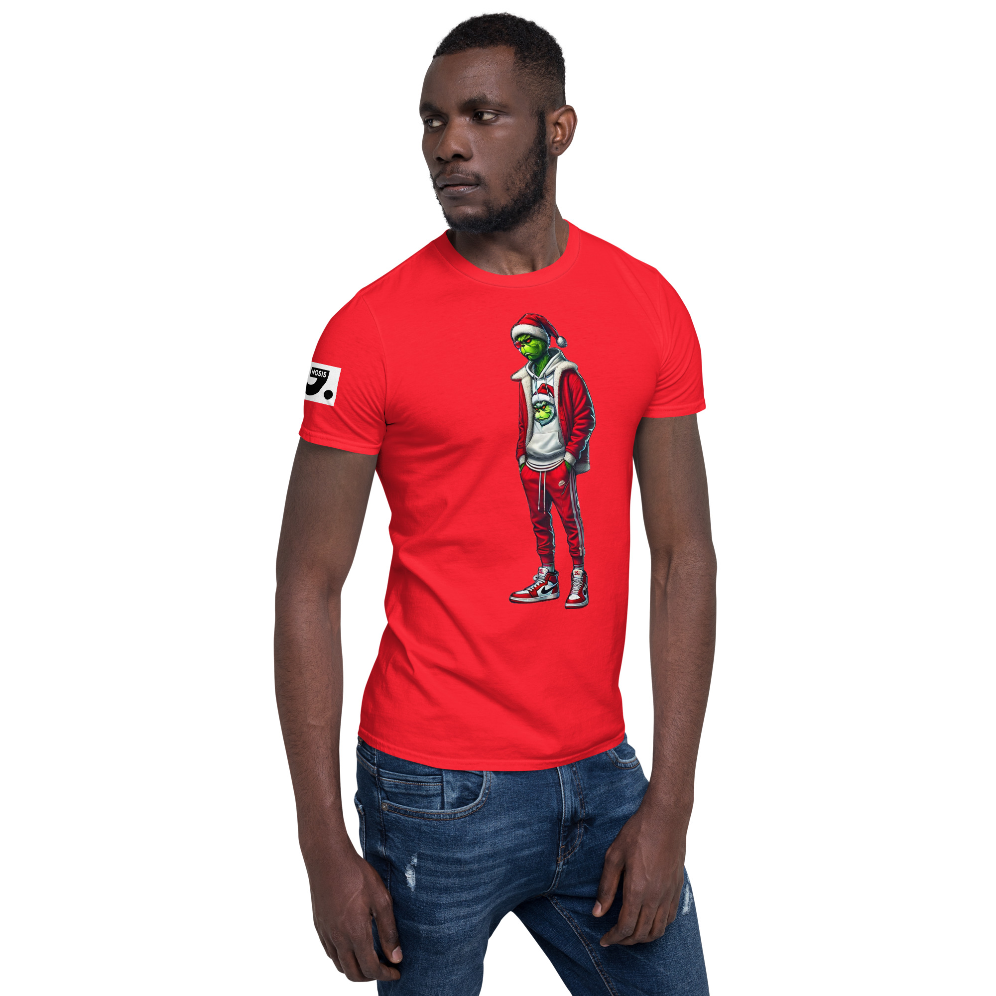 Grinch in Red Jogging Suit "Swoosh" 61 A01: Short-Sleeve Unisex T-Shirt - Image 8