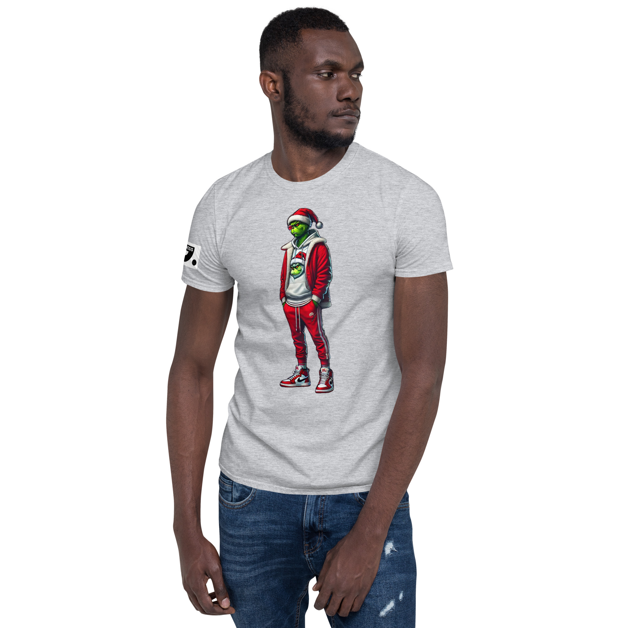 Grinch in Red Jogging Suit "Swoosh" 61 A01: Short-Sleeve Unisex T-Shirt - Image 19