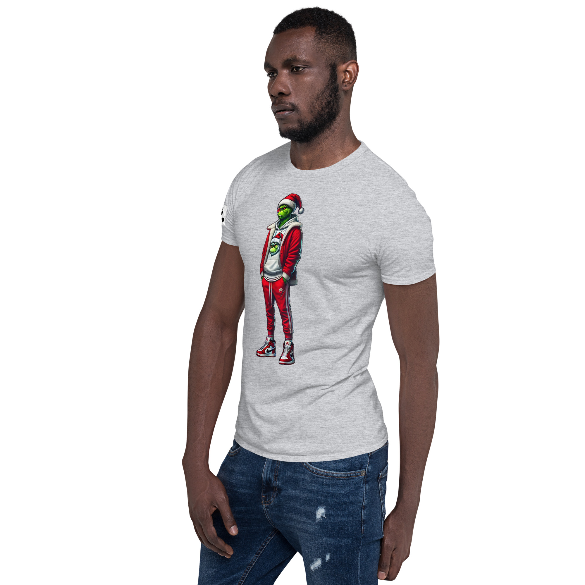 Grinch in Red Jogging Suit "Swoosh" 61 A01: Short-Sleeve Unisex T-Shirt - Image 21