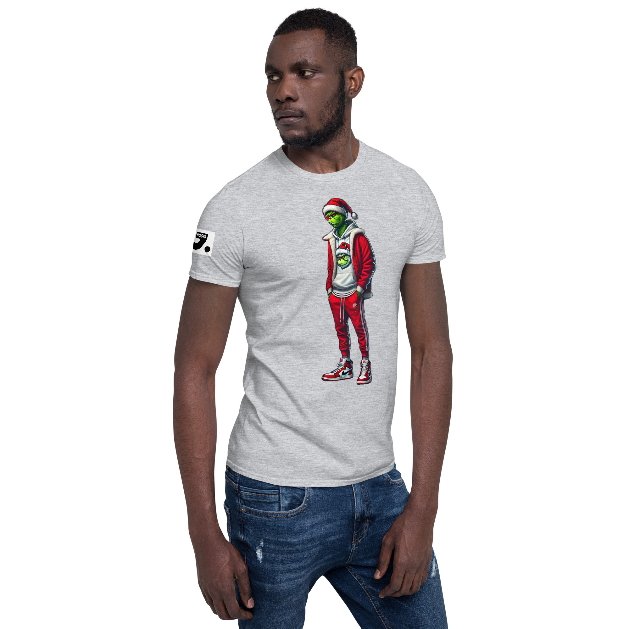 Grinch in Red Jogging Suit "Swoosh" 61 A01: Short-Sleeve Unisex T-Shirt - Image 20