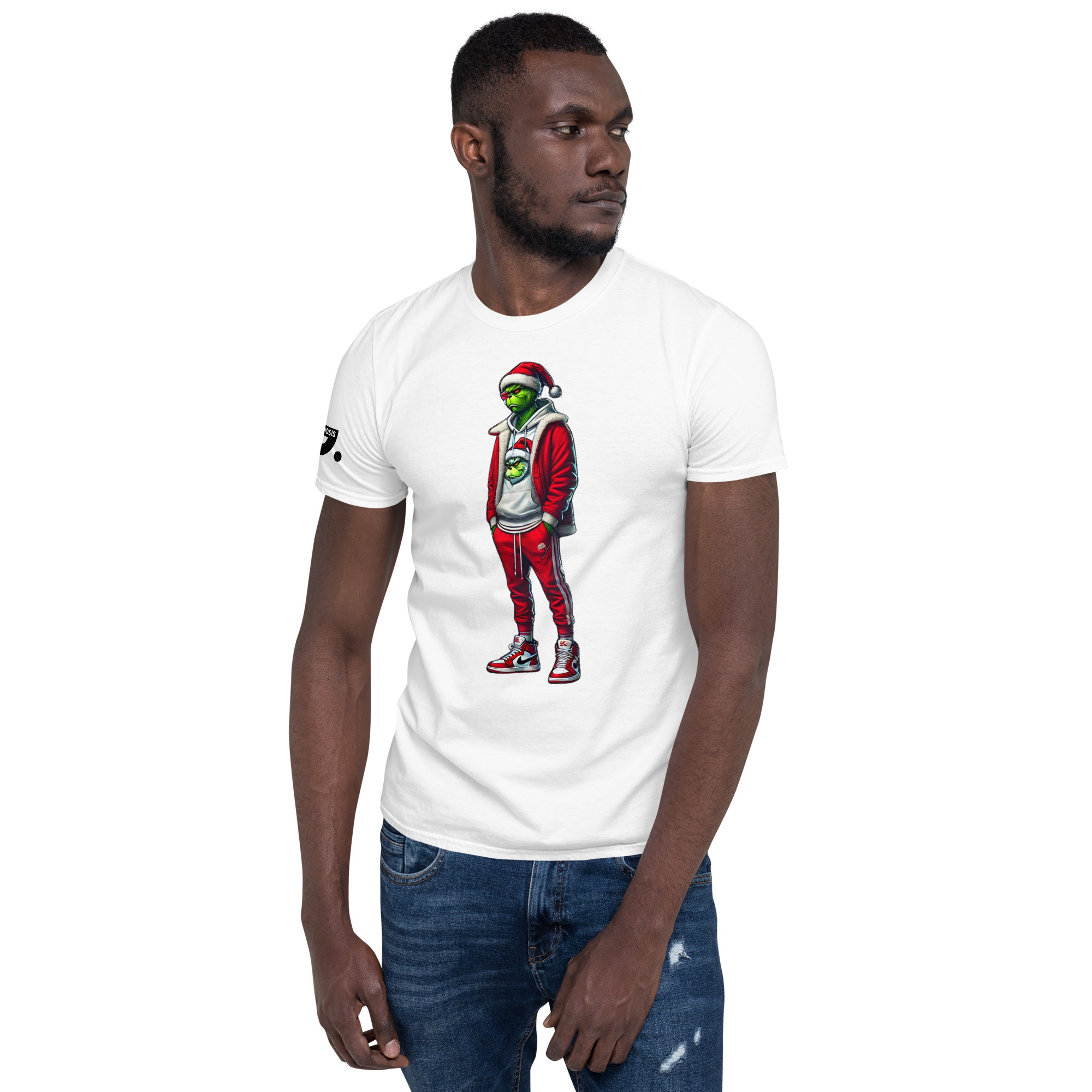Grinch in Red Jogging Suit "Swoosh" 61 A01: Short-Sleeve Unisex T-Shirt - Image 25