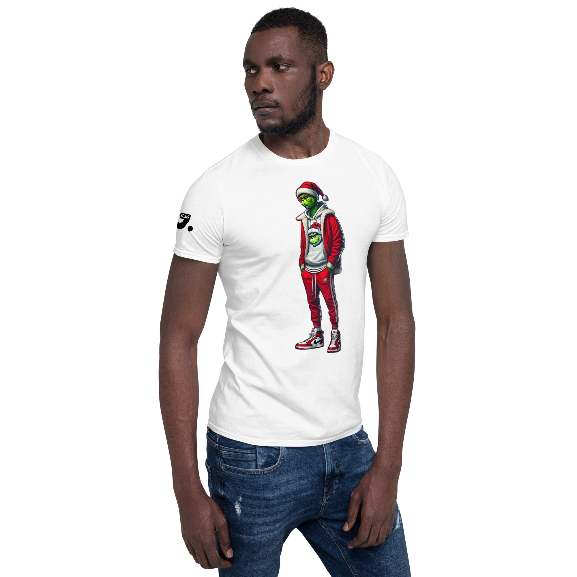 Grinch in Red Jogging Suit "Swoosh" 61 A01: Short-Sleeve Unisex T-Shirt - Image 26